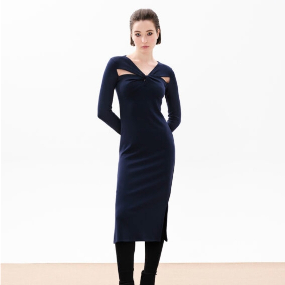 ASTR Cutout Detail Long Sleeve Bodycon Midi Dress Black New With Tags Size M